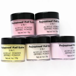 Vloeistoffen 1set naakt roze acryl poeder dippingnail extensiontips builder 1oz /30g pot deksel naakt verzameling 3D patroon acryl poeder h