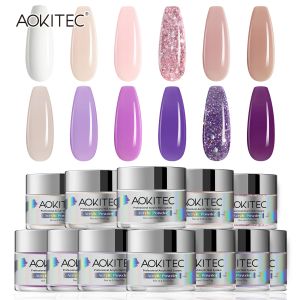 Liquides Aokitec Acrylique Powder Set 12 Color French Nail Art Starter Manucure Salon DIY Design pour la sculpture à ongles Adhésif