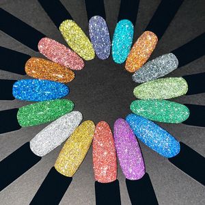 Vloeistoffen boko 50g nieuwe stijl explosie super fijne flash reflecterende nagelaccessoires diamant glitter kristal poeder 17 kleuren