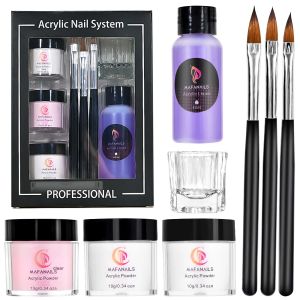 Liquides Clear Pink White acrylique Powder Nails Liquid Nails Kits With Brushglass Cup Formes Acrylique Kit de ongle pour le débutant DIY P * # P * #