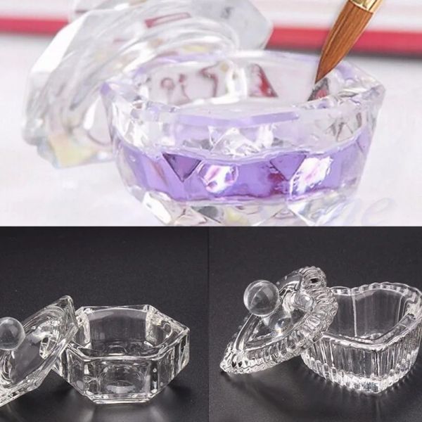 Liquides Crystal Glass Dappen Plat Tasse porte-couvercle bol nail art acrylique pour la poudre liquide