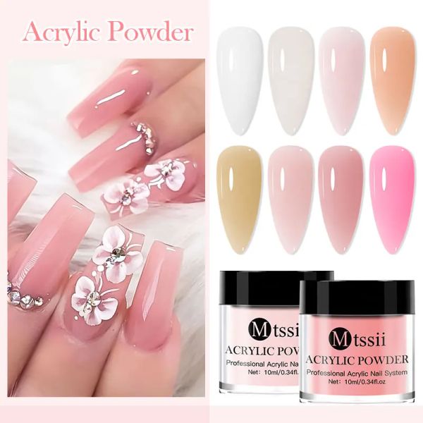 Liquides mtssii 10g acrylique poudre transparent nue rose rose acrylique polymère professionnel pour extension française des ongles sans besoin de la lampe