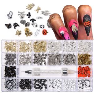 Liquides Nail Art Decoration pour Halloween Nail Charms Righestones Box Mything Myled Pumpkin Pumpkin Note Design Nails Christmas Crafts Accessoires