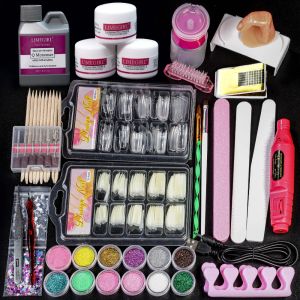 Vloeistoffen professioneel acryl systeem manicure gereedschap set acryl poeder nagelkit quick extension kit glitter poeder vloeistof nep nagels kit