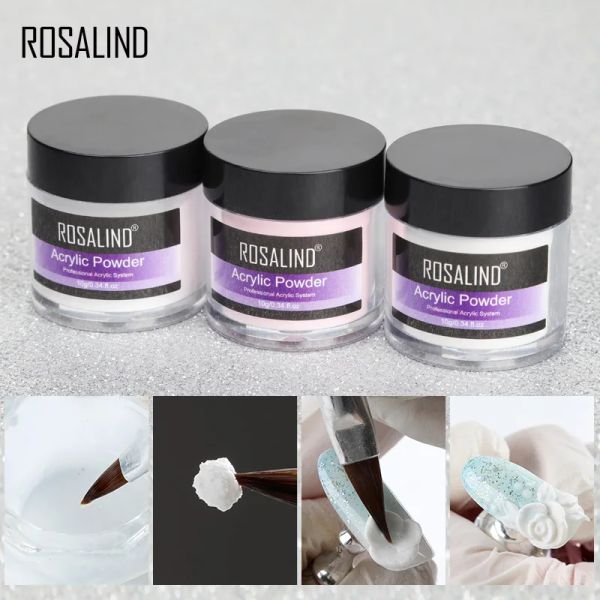 Liquides rosalind en poudre en acrylique cristal poudre liquide blanc clair pour extension de l'ongle Nail nail art art conception de poudre de clou acrylique