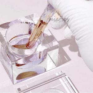 Vloeistoffen vierkant glas acryl poeder monomeer vloeibare nagel kopje kristal dappen schotel met dop voor poederbeker manicure gereedschap