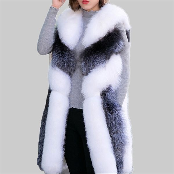 Lisa Colly femmes longue fourrure artificielle gilet hiver mode fausse veste femme chaud faux manteau pardessus 211220