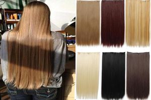 Lisi fille synthétique 32quot postiche 140g droite 5 Clips en faux style Extensions de pince à cheveux résistant à la chaleur53514588425204