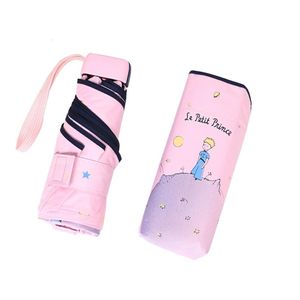 LISM Dessin Animé Petit Prince Parapluie Pluie Femmes Parapluies Pliants Femme Parasol Ensoleillé Belle Paraguay Mini Parapluie De Poche 211124247A