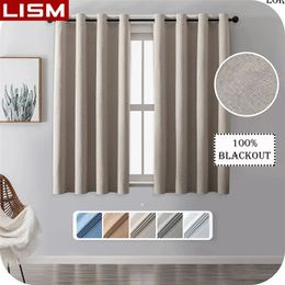 LISM – rideau occultant à isolation thermique, Texture lin, 100% d'ombrage, pour salon, chambre à coucher, salle à manger, rideaux de fenêtre, 240118