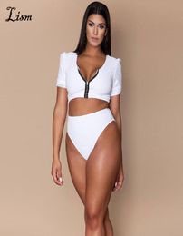 Lism Two -Piece Set Bodysuit Tankini Plus Size Swim Set L4XL Bathing Suit Sexy Braziliaanse stijl Beachwear Fashion Large Swimsuit9267299