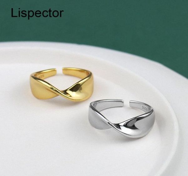 Lispector 925 bagues Mobius géométriques en argent Sterling pour les amoureux bague de mariage Simple minimaliste élégant Couple bijoux cadeaux Cluste3892121