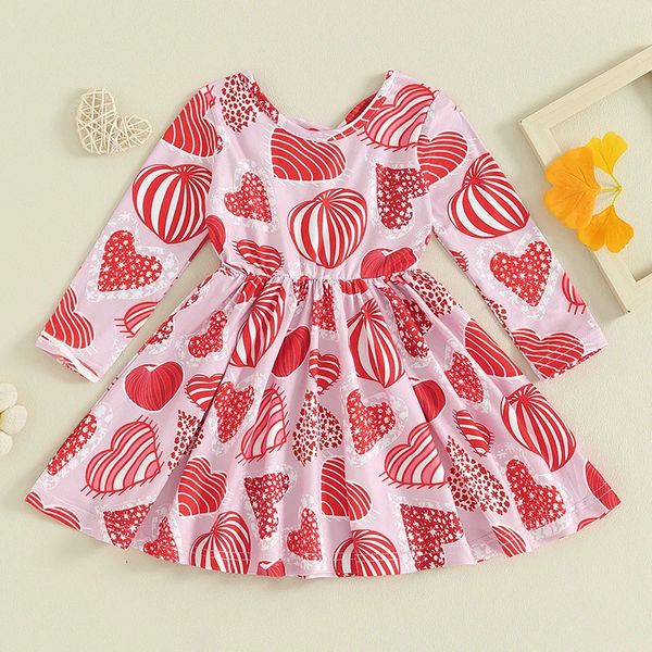 Listenwind – robe de saint-valentin pour bébé fille, manches longues, col rond, imprimé cœur, patineuse, mignonne ALine pour 03 ans, 240326