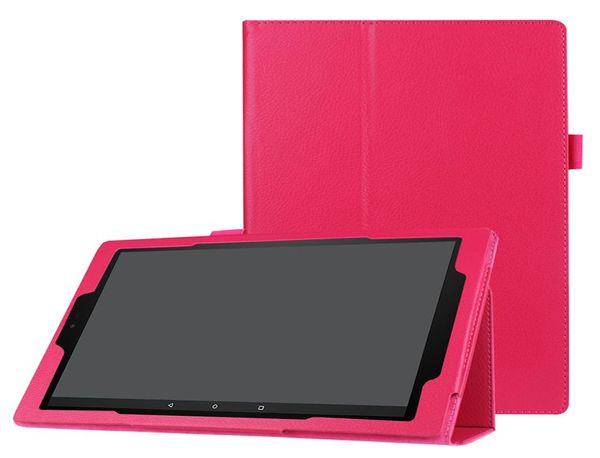 Funda de cuero Litchi con soporte para tableta Amazon Kindle Fire HD de 10 pulgadas 2017, funda plegable triple, Stylus5491039