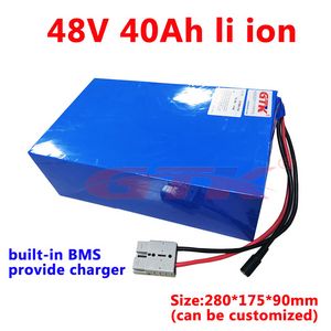 Lithiumbatterij 48 V 40Ah Li ION Batterij Ingebouwde BMS voor Scooter 2000 W Kit Motorfiets + 5A-oplader