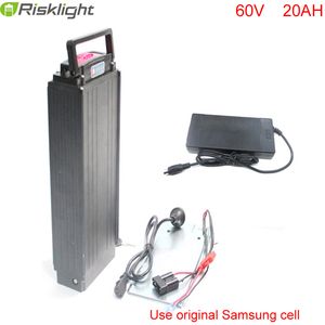 batteria per bici elettrica agli ioni di litio 60v 2000w con batteria per portapacchi posteriore 60v 20ah con luci di alimentazione e luci posteriori per Samsung Cell