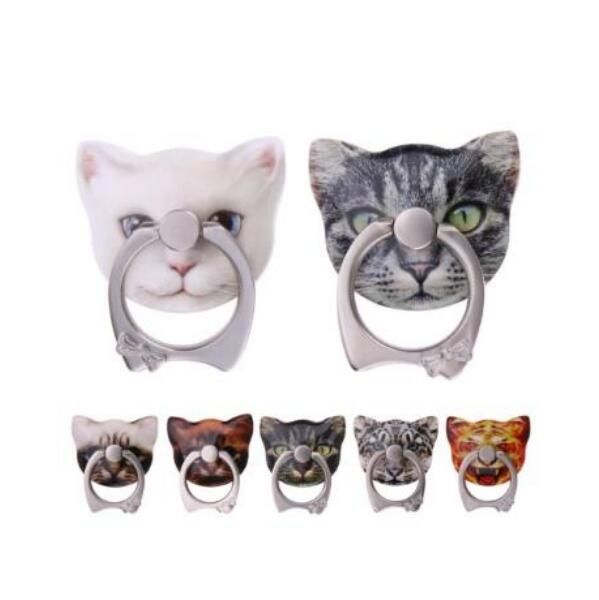 Mignon chaton forme 360 Roating chat doigt anneau support de support de téléphone portable pour iPhone Samsung Huawei Xiaomi tous les téléphones intelligents avec boîte de vente au détail