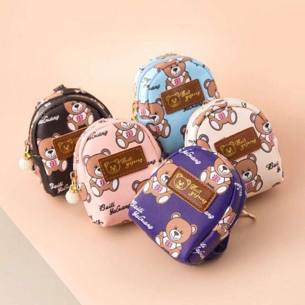 Little Bear Children's Mini Wallet Girl's Small Elementary School Cartoon Key Baby Change Change Carte Sac Doll Machine 78% Factory Wholesale