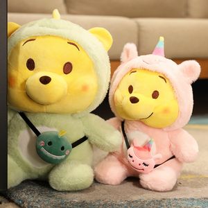 Little Bear Doll se transforma en un animal Unicornio Dinosaurio Little White Rabbit Doll Scratching Machine Doll Children's Small Gift Wholesale