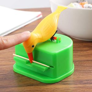 Petit oiseau distributeur de cure-dents créatif porte-cure-dents de type poussoir cuisine salle à manger ornement