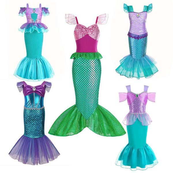 Little Birthday Party Princess Cosplay Mermaid Vestido para niños niñas