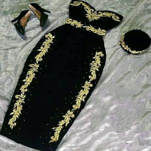 petite robe noire robes de cocktail de soirée algérienne applications en or arabe