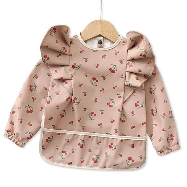 Petit garçon fille peinture blouse bébé doux imperméable bavoir enfant repas manger tablier avec manches longues enfant réglable alimentation tissu 240115