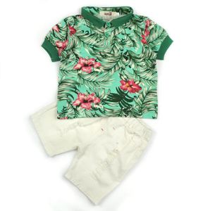 Petits garçons feuilles chemise pantalons tenues été 2019 vêtements pour enfants pour Boutique enfants garçons manches courtes pantalons 3 PC ensemble 321 Y26776548