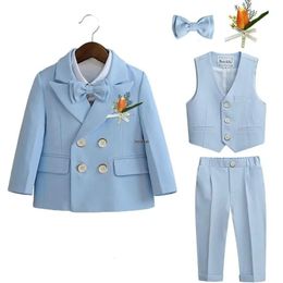 Kleine jongens Pography Pak Kinderen Trouwjurk Kinderen Stage Performance Blazer Pak Baby Verjaardag Formele Ceremonie Kostuum 240116