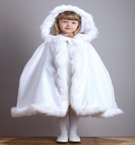 Cape d'hiver pour petits enfants, cape à fleurs pour fête de mariage, avec capuche en fausse fourrure, Poncho3497861