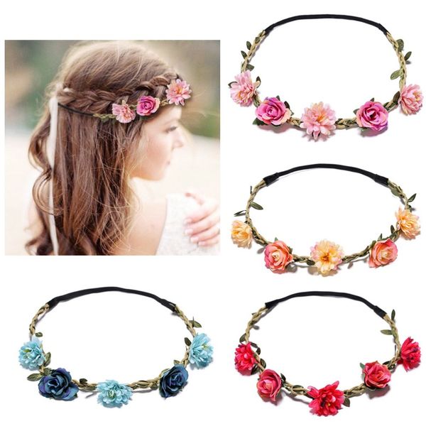 Little Daisy Flower Crown Diadema Boda Nupcial Accesorios para el cabello Corona para el cabello Tiaras de boda Garland Boho Headpieces Headwear para novias Photo Props