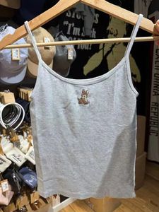 Kleine lieve borduurwerk tanktop vrouw zomer mouwloze zacht katoenen gewas casual zoet schattige y2k vest vintage slanke camisole 240407