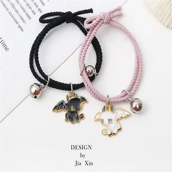 Petit bracelet de diable, bracelet couple paire de petites bandes de caoutchouc comme cadeau pour un aimant de petit ami attirant un cadeau de bracelet cloche AB165