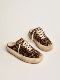 Kleine vuile schoenen Designer Luxe Italiaanse vintage handgemaakte ruimte-star Sabot schoenen Animal Print Pony Skin Skarling Lined-2