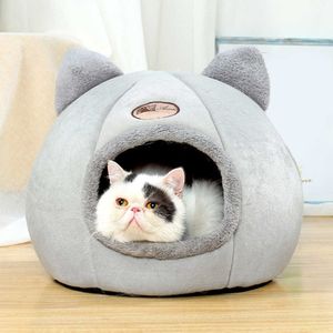 Little Dogs Cat Tent Deep Sleep Comfort in Winter Cat Bed Basket for Cats House for Products Pets Tent Cozy Cave Beds Indoor 210713
