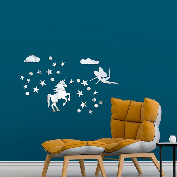 Little Fairy star horse adesivos de parede de acrílico para quarto de criança adesivos de parede de quarto decoração criativa decoração quente de anime