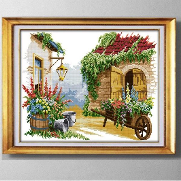 Petit flotteur style occidental broderie à la main kits de point de croix motif imprimé sur tissu DMC 11CT 14CT Home Decor246z