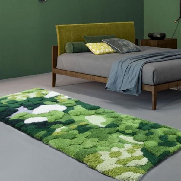 Tapis de sol 3D fait à la main, petite forêt, style nordique, décoration verte, pour chambre d'enfant, 233v