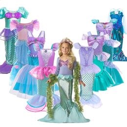 Kleine meisjesjurk Halloween Fancy Princess Kostuum Kinderen vermomming Mermaid Verjaardagsfeestjes Frocks Kleding Zomer Kinderen Up 240413