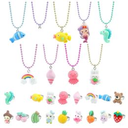 Sieraden voor kleine meisjes Kralenketting Ring Cartoon Dier Uil Dinosaurus Vlinder Hangers Beste vriend Vriendschap Feestartikelen Aankleden ZZ