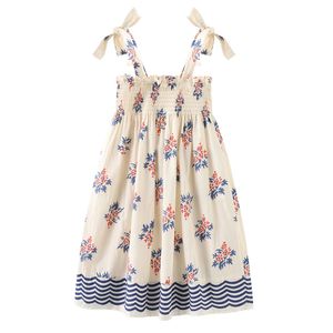 Robe florale de la plage des petites filles été robes de glissement coton confortable smocked boho pour les vêtements pour tout-petits 2T 4T 5T 6T 7T 240420