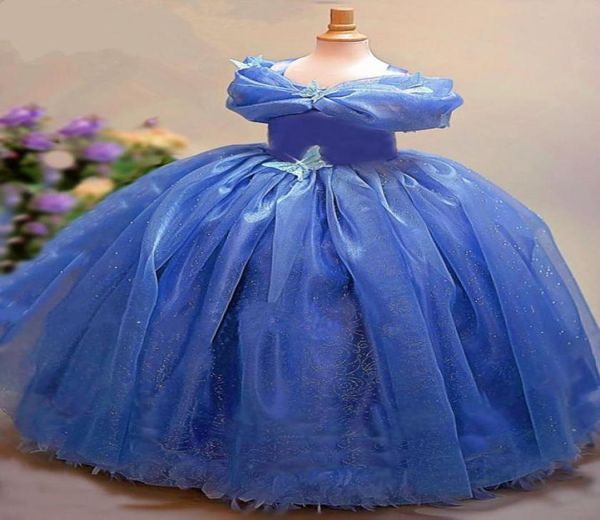 Vestidos para desfile de niñas pequeñas, apliques de mariposa, cuello cuadrado, hasta el suelo, vestido de niña de flores con lentejuelas, vestidos plisados para niños con lazo5405793