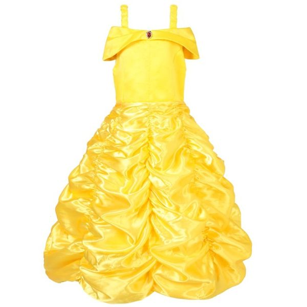 Petites filles princesse jaune Costume de fête hors épaule robe robes vêtements vêtements pour la fête de noël