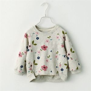 Petites filles pull à manches longues vêtements pour enfants automne et hiver fleur bébé hauts avec corsage bas chemise 210625