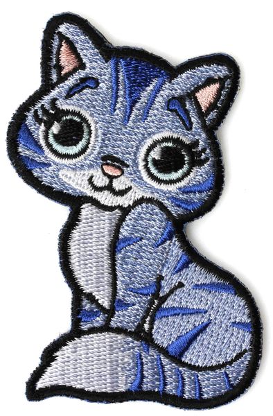 Petit chaton mignon fer à broderie sur ou coudre sur un patch brodé pour le motard avant dame - 3x2 pouces livraison gratuite