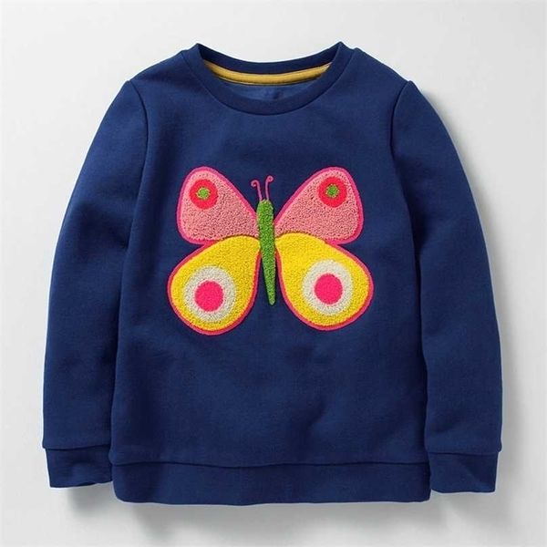 Little maven 2-7ans automne dessin animé papillon enfant fille bébé sweat vêtements enfants pour fille garçon pull polaire 211110