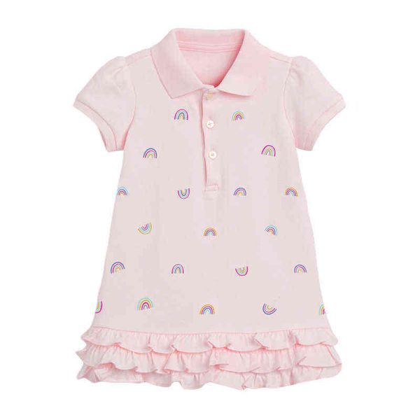 Little Maven 2022 Baby Girls Vêtements Robe d'été Coton Belle robe arc-en-ciel rose pour les enfants pour les enfants 2-7 ans G220428