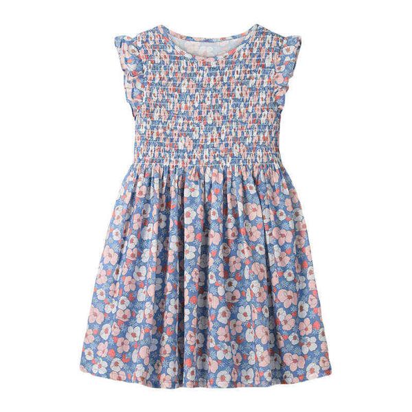 Little Maven 2022 Coton Robe Summer Floral Beau Vêtements sans manches élégants et jolies robes pour les bébés filles enfants 2 à 7 ans G220518