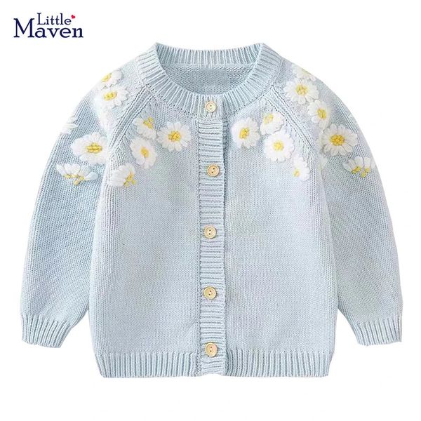 Little maven bébé filles pull belle bleu clair vêtements décontractés automne enfants Cardigan joli manteau pour enfants 2-7 ans 231228
