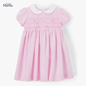 Little Maven Robe pour l'année 2024 Vestidos d'été Girls Childrens Vêtements Colon Colon Couleur jolie et élégante 240326